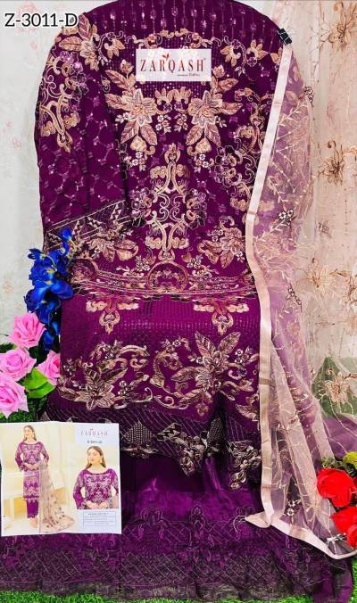 D.NO. - Z3011-A TO Z3011-D BY ZARQASH EMBROIDERY SALWAR KAMEEZ WHOLESALER IN INDIA